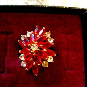 Marquise cut flower cocktail ring